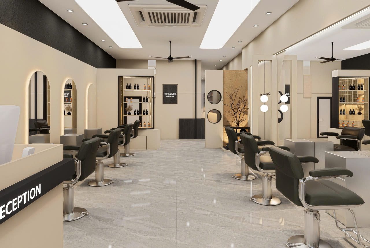 Render 3D toàn cảnh sâu salon Mr. Hung Jimmii - Nội Thất Hà Tuấn LX