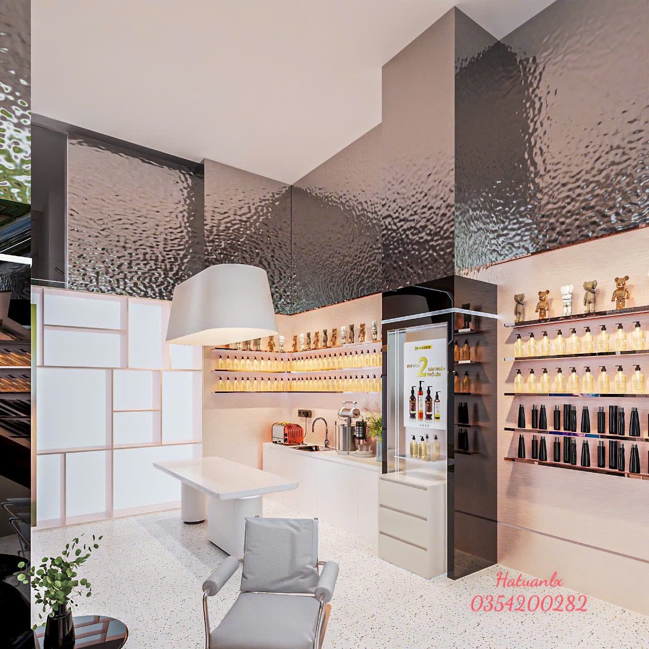 Render 3D quầy trưng bày NAM Hair Studio - Nội Thất Hà Tuấn LX
