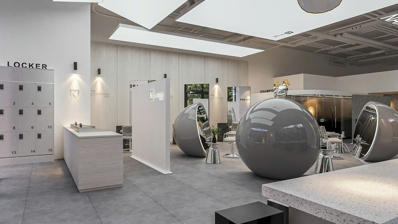 Render 3D khu locker salon NAM Hair Studio - Nội Thất Hà Tuấn LX