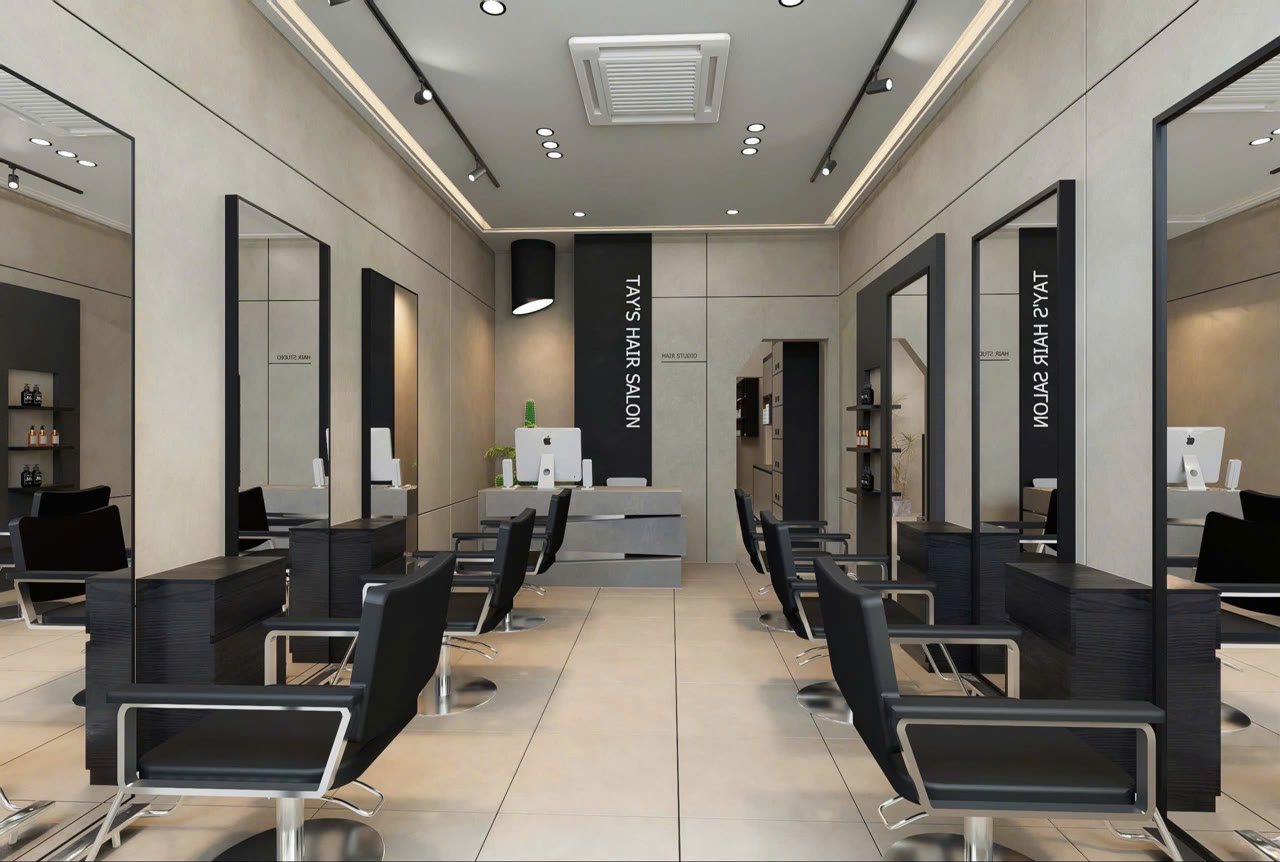 Render 3D salon Tây’s Beauty nhìn thẳng - Nội Thất Hà Tuấn LX