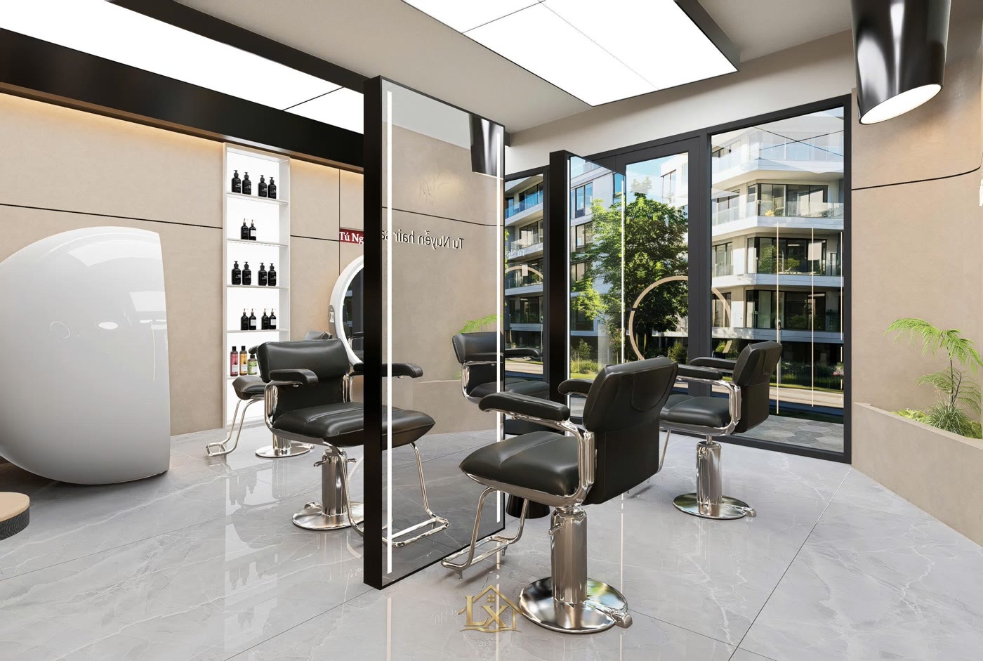 Phối màu tường, sàn và nội thất salon hài hòa