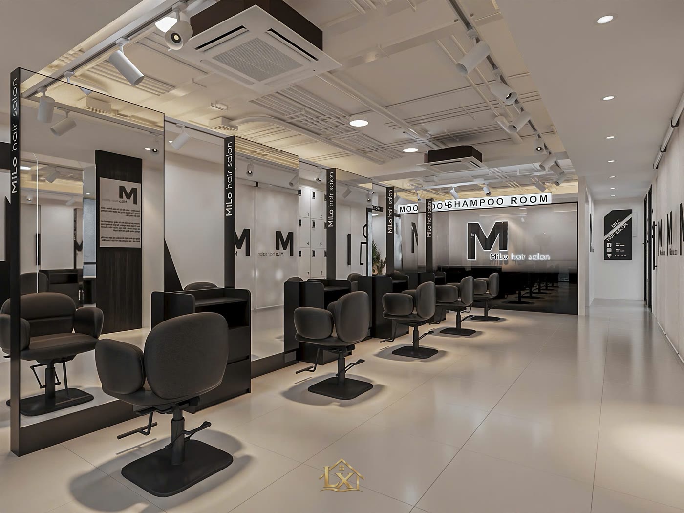 Phối màu salon nam barber cá tính, mạnh mẽ