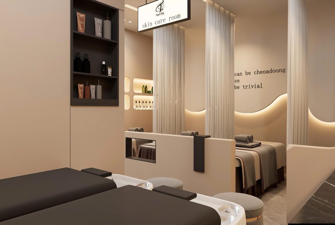 Thiết kế khu lễ tân spa đẹp, ghi điểm từ cửa
