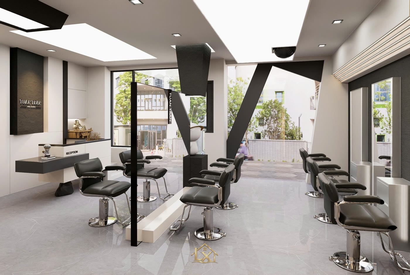 Tối ưu khu chờ nhỏ trong salon tóc tiện, đẹp