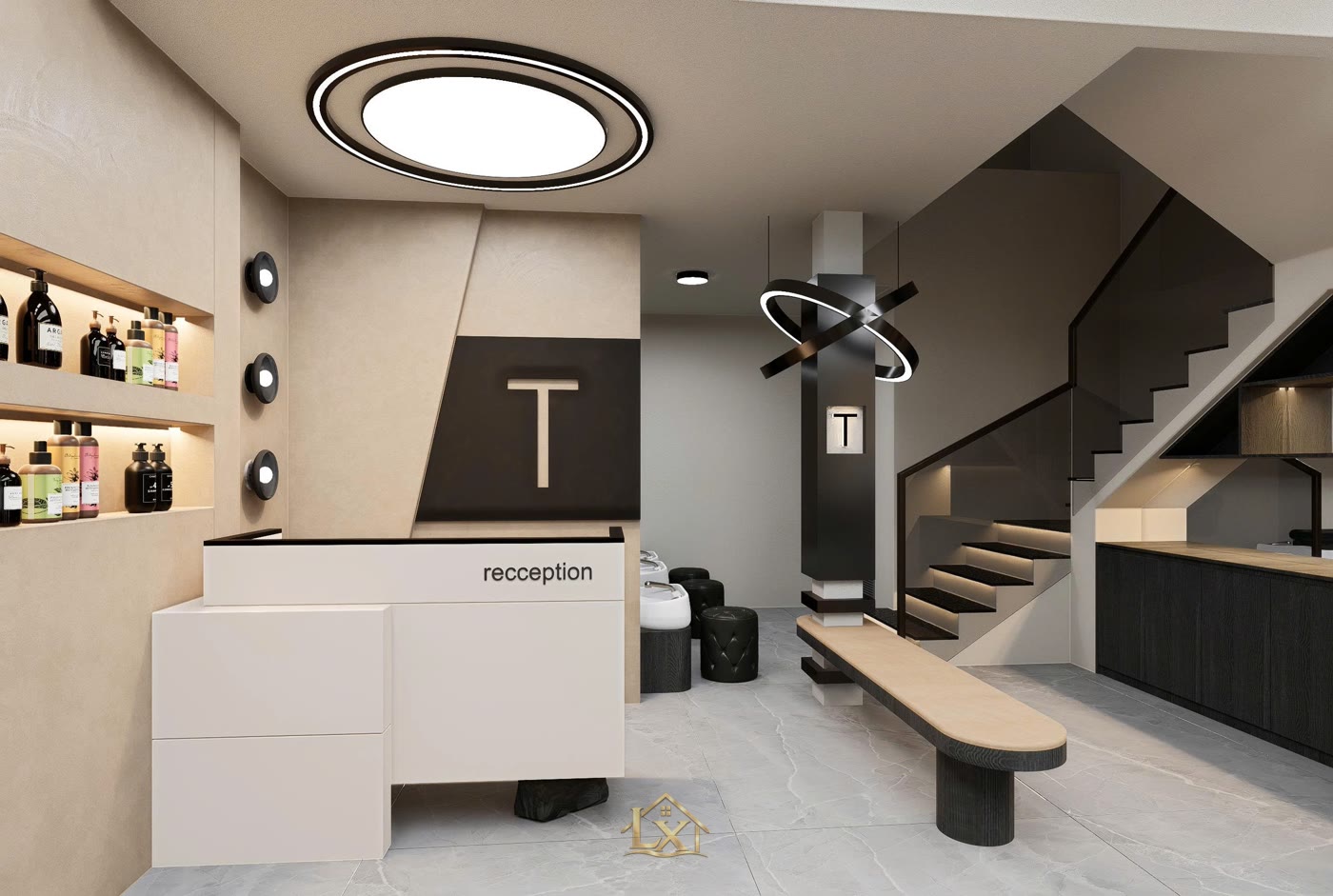 Bố trí ghế, gương salon tóc tối ưu diện tích nhỏ