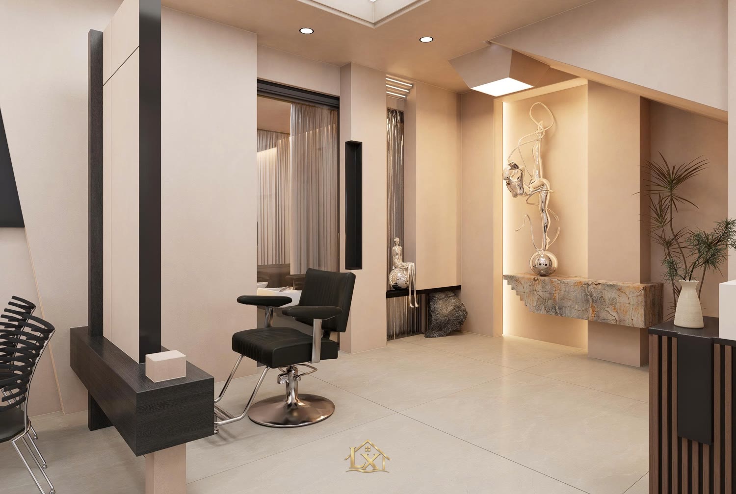 Vách ngăn khu nhuộm salon: cách làm gọn, kín mùi
