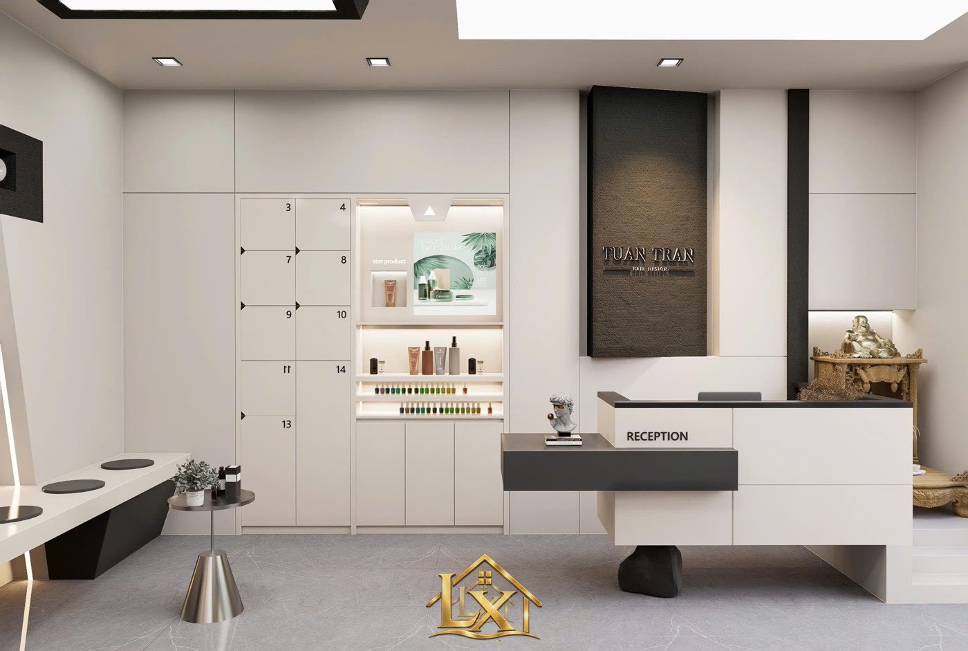 Mẫu quầy lễ tân salon thực tế do Nội Thất Hà Tuấn LX thi công 20 - Nội Thất Hà Tuấn LX