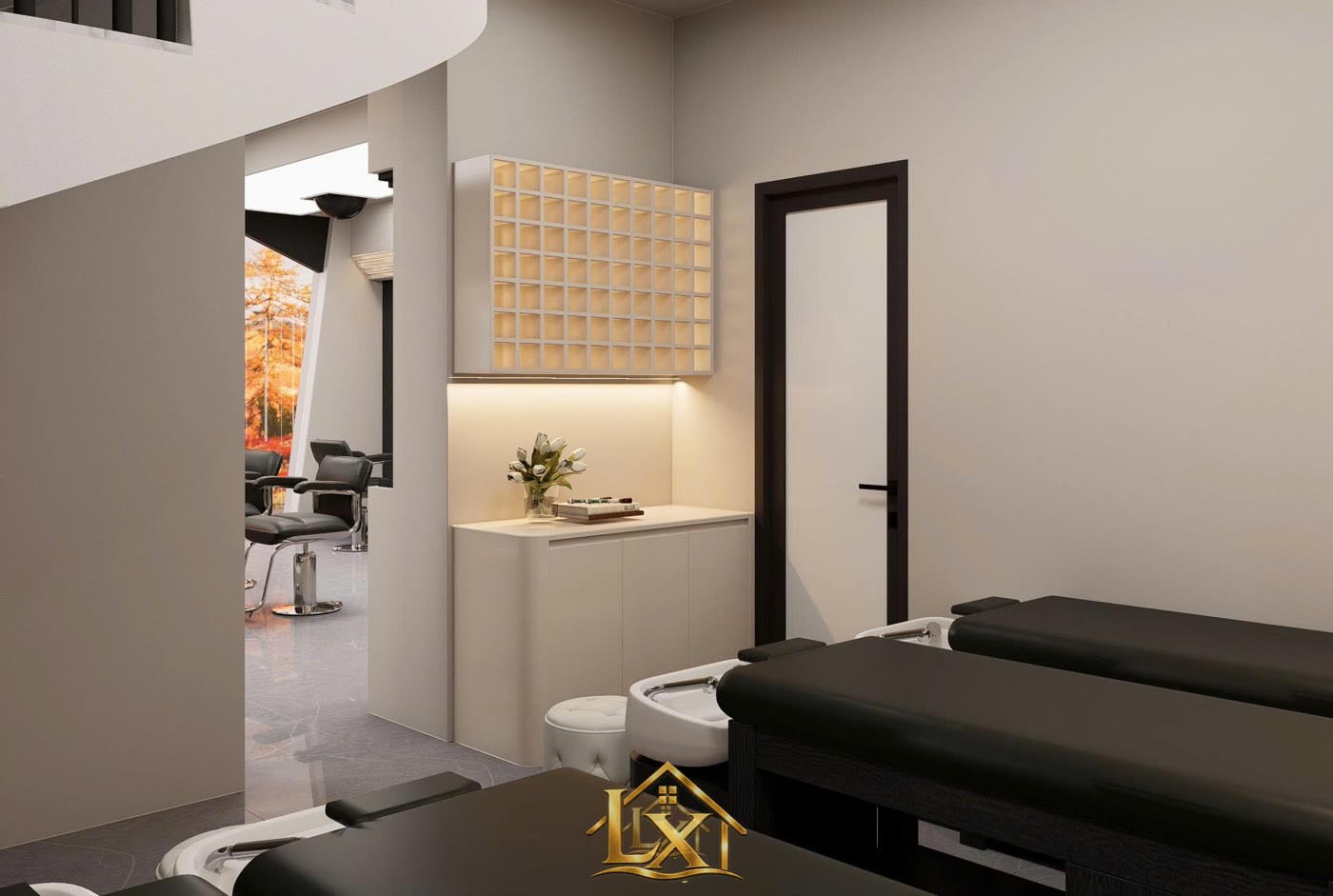 Mẫu quầy lễ tân salon thực tế do Nội Thất Hà Tuấn LX thi công 33 - Nội Thất Hà Tuấn LX