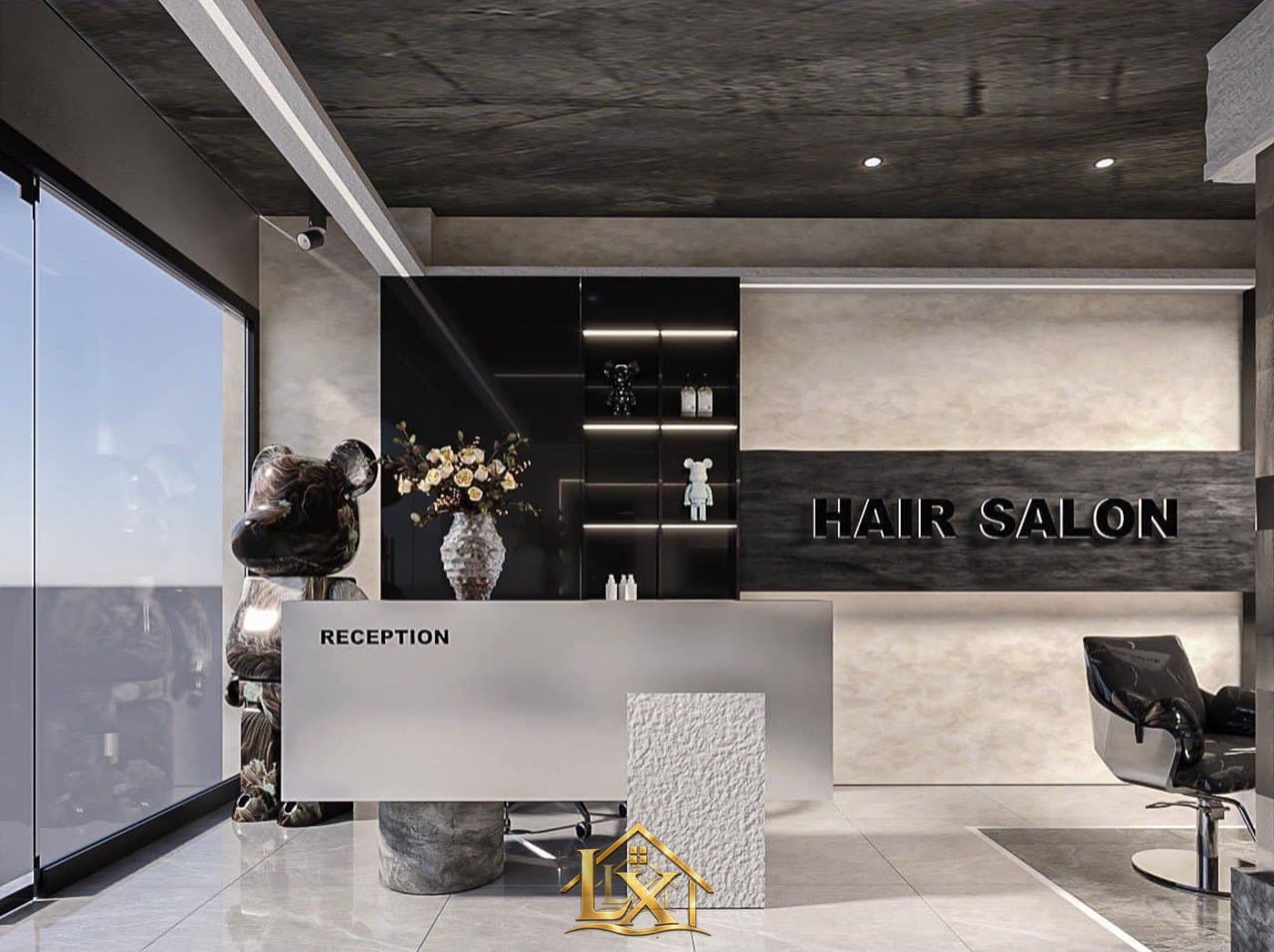 Mẫu quầy lễ tân salon thực tế do Nội Thất Hà Tuấn LX thi công 43 - Nội Thất Hà Tuấn LX