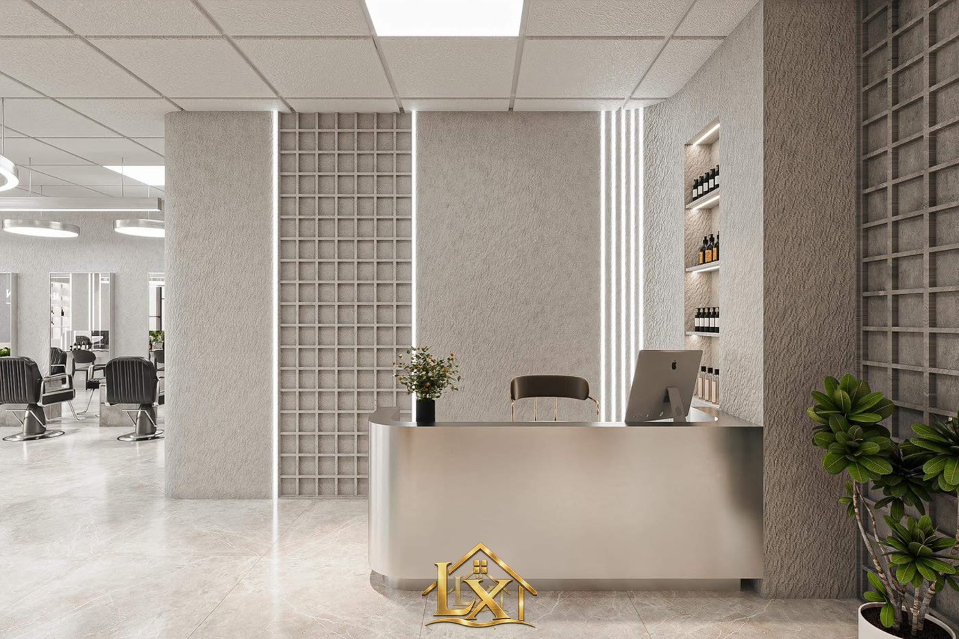 Mẫu quầy lễ tân salon thực tế do Nội Thất Hà Tuấn LX thi công 44 - Nội Thất Hà Tuấn LX
