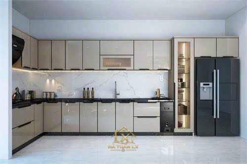 Tủ bếp khung inox cánh kính – bền vĩnh cửu cho gia đình