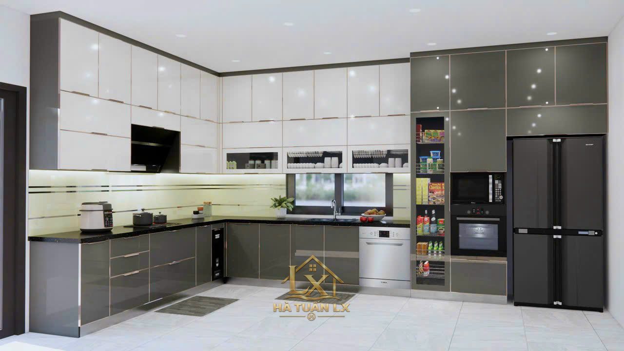 Tủ bếp khung nhựa APS cánh Alynic chống nước bền đẹp