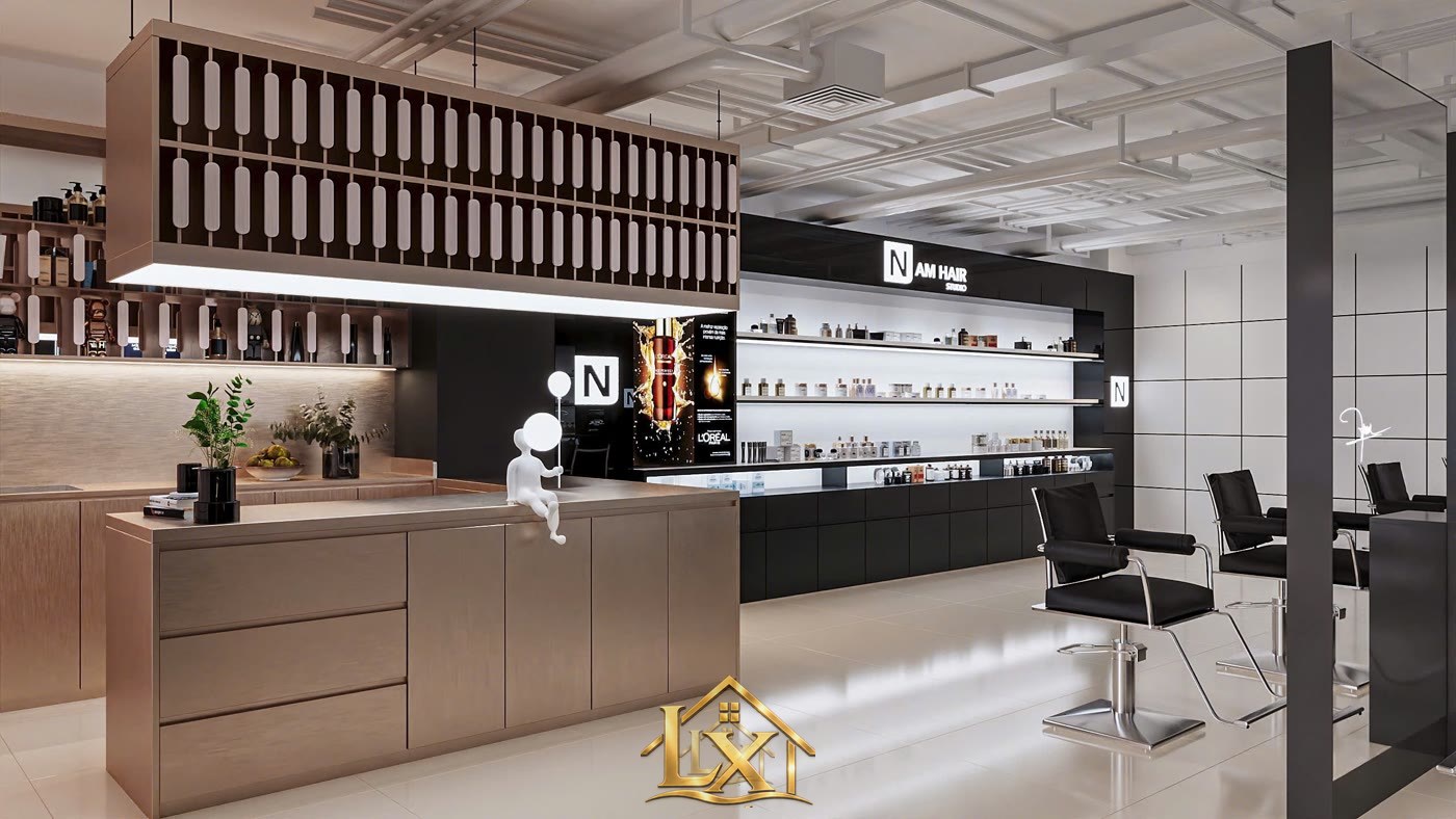 Bố trí kho, khu pha chế, phòng nhân viên, WC salon/spa cho gọn