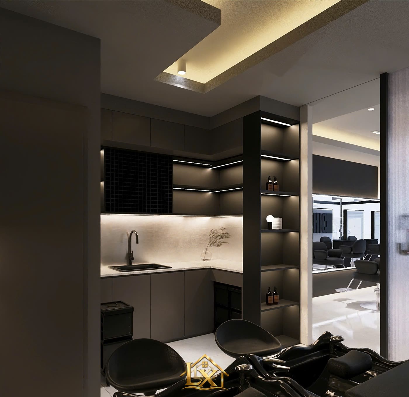 Bồn gội, xe đẩy, tủ hấp — bên thi công có cung cấp luôn không