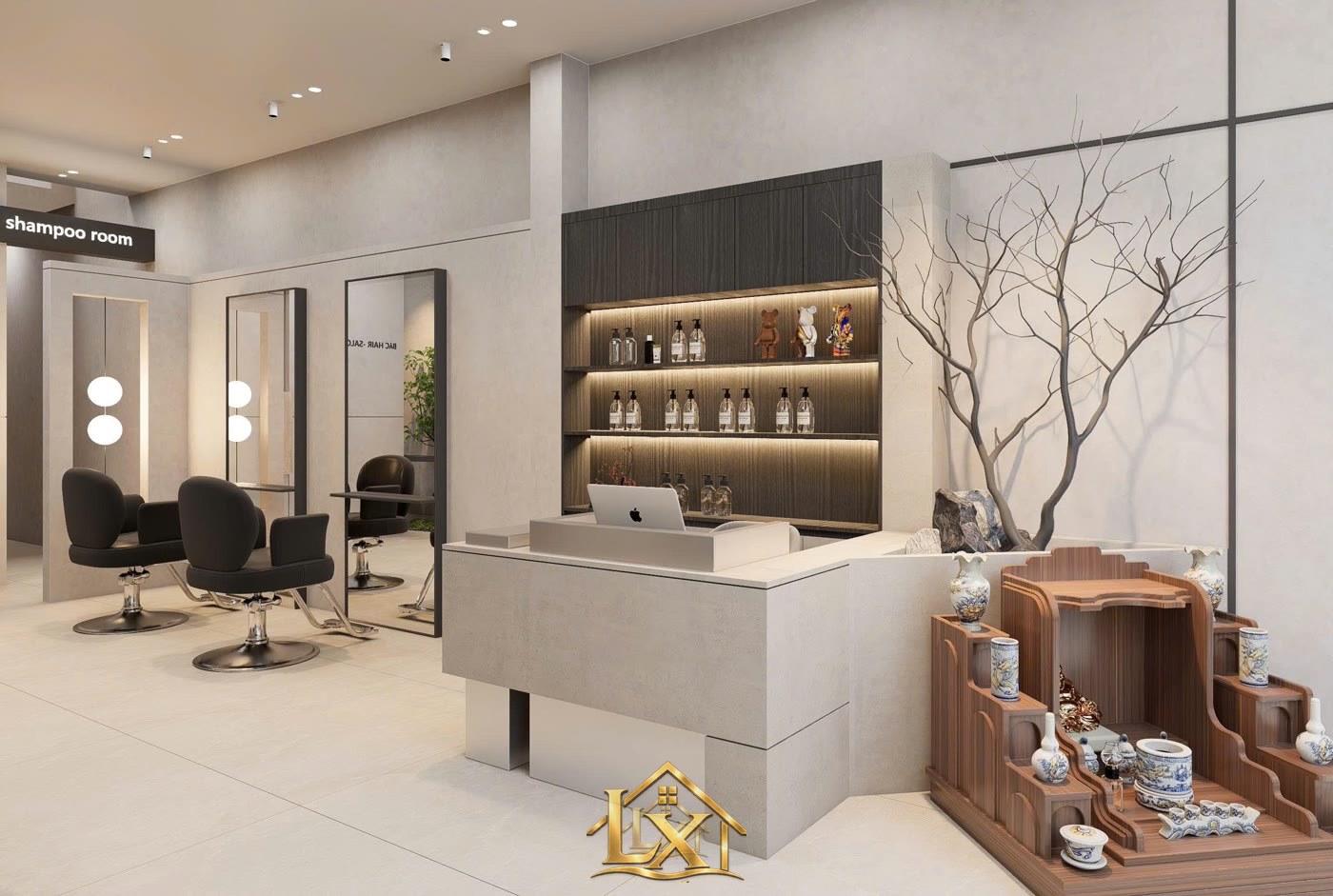 Mẫu tủ trưng bày sản phẩm mỹ phẩm salon do Nội Thất Hà Tuấn LX thi công 12 - Nội Thất Hà Tuấn LX